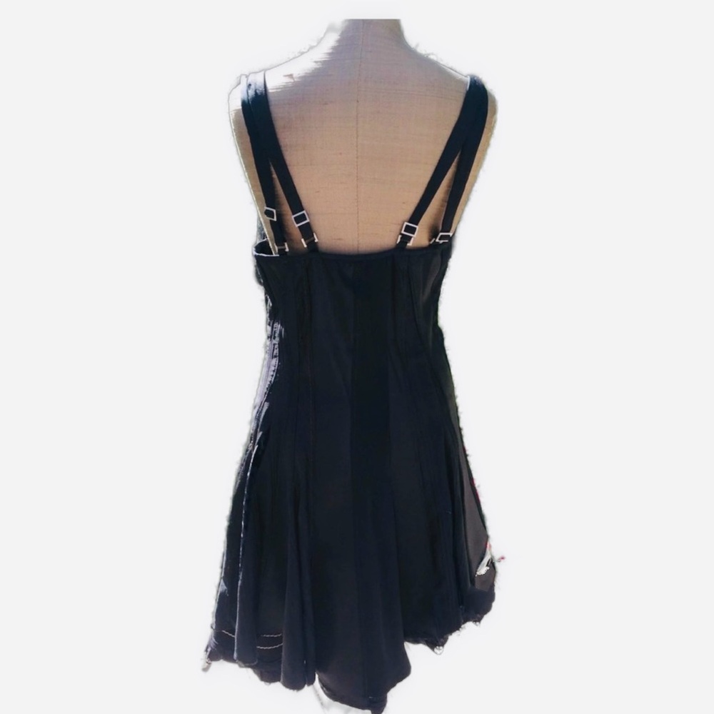 VINTAGE RUNWAY COUTURE Marithé + François Girbaud PARIS BLK/ WHT SUSPENDER DRESS
